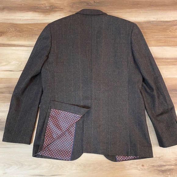 Cedar Wood State Sport Coat L 41-43 Brown Wool Tweed Herringbone 2 Button Blazer - Picture 15 of 15